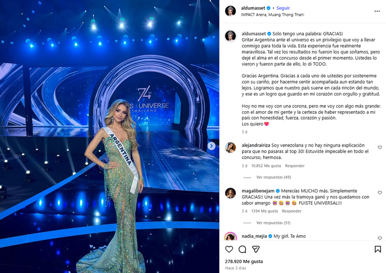 La representante posterior a la ceremonia. Créditos: Instagram