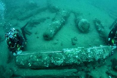 MDZol | El buque Gloucester fue descubierto 340 años después de su hundimiento después de que buzos detectaran uno de sus cañones en el fondo del mar. Foto: NORFOLK HISTORIC SHIPWRECKS / PA