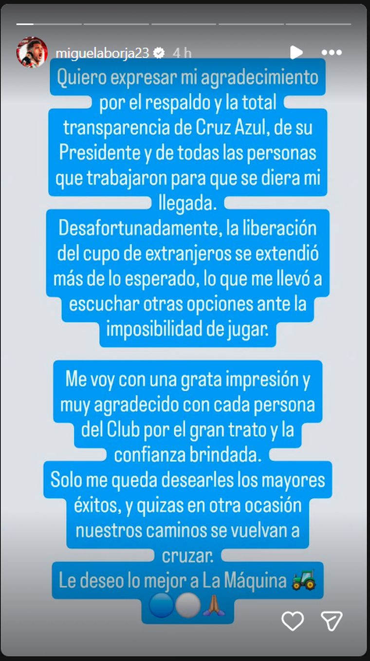 La historia que subió Borja a su cuenta de Instagram. La historia que subió Borja a su cuenta de Instagram.