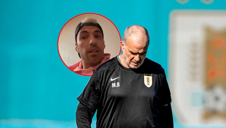 Suárez desató la interna con Bielsa en Uruguay. Foto: @Uruguay y captura DSports