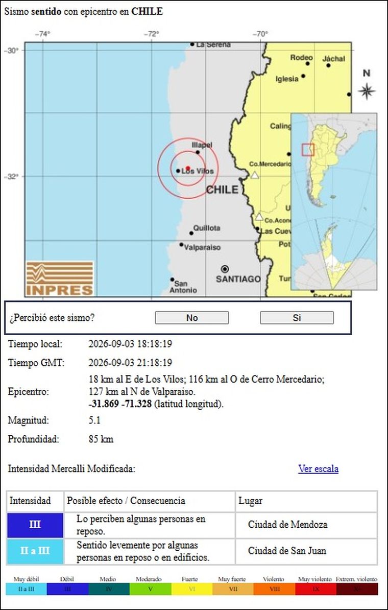 El Inpres publicó los datos de los temblores percibidos este jueves. El Inpres publicó los datos de los temblores percibidos este jueves.