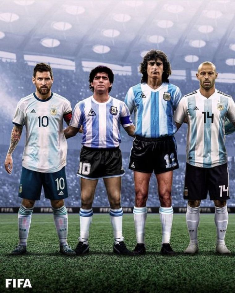 Messi, Maradona, Kempes y Mascherano. Foto: FiFA