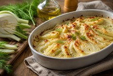 Hinojo gratinado, una receta ideal para preparar en casa. (Imagen generada con IA).