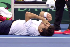 Así quedó Garín luego del topetazo, sin intención, de su rival. Foto: Captura X Así quedó Garín luego del topetazo, sin intención, de su rival. Foto: Captura X
