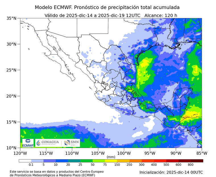 Las precipitaciones esperadas para esta semana en México. Las precipitaciones esperadas para esta semana en México.