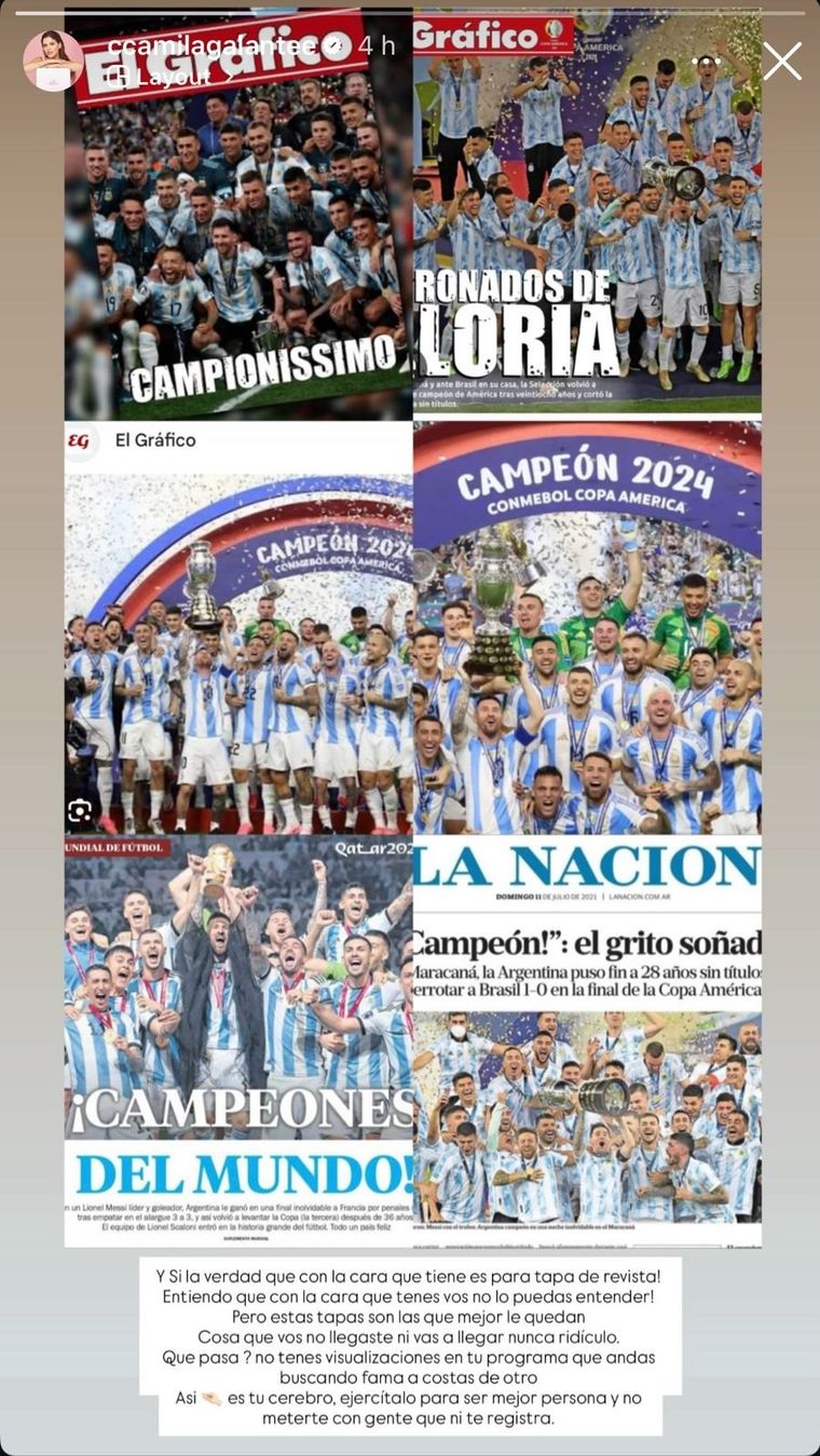 El descargo completo de Camila Galante en redes sociales para defender a Leandro Paredes. El descargo completo de Camila Galante en redes sociales para defender a Leandro Paredes.