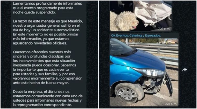 El mensaje de la empresa que organizó la cena de egresados. El mensaje de la empresa que organizó la cena de egresados.