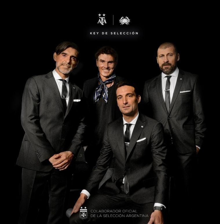 Scaloni, Ayala y Samuel vestirán con Key Biscayne para el sorteo del Mundial de Qatar 2022.