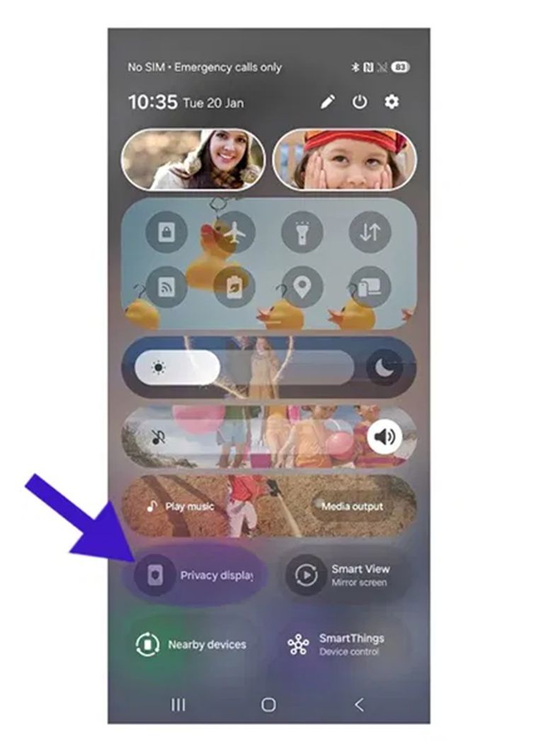 El botón de Privacy Display apareció filtrado en las capturas oficiales de la interfaz de Samsung. El botón de Privacy Display apareció filtrado en las capturas oficiales de la interfaz de Samsung.
