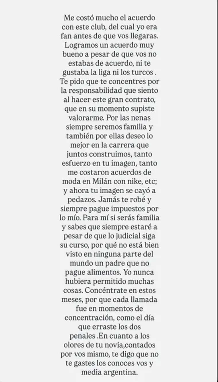 Wanda Nara fue incisiva en su publicación. Wanda Nara fue incisiva en su publicación.