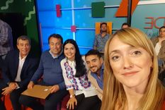 Aveiro, a la derecha de Destéfanis, y junto a Ubieta, Adolfo Bermejo y Fernández Sagasti Foto: Twitter