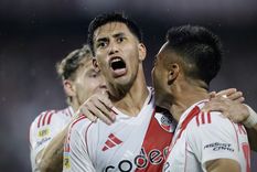 Meza celebra su primer gol en River. Foto: FotoBaires Meza celebra su primer gol en River. Foto: FotoBaires