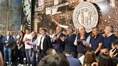 Axel Kicillof entre los dirigentes de la CGT. Axel Kicillof entre los dirigentes de la CGT.
