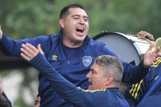 Riquelme fue picante durante la marcha. Foto: Télam