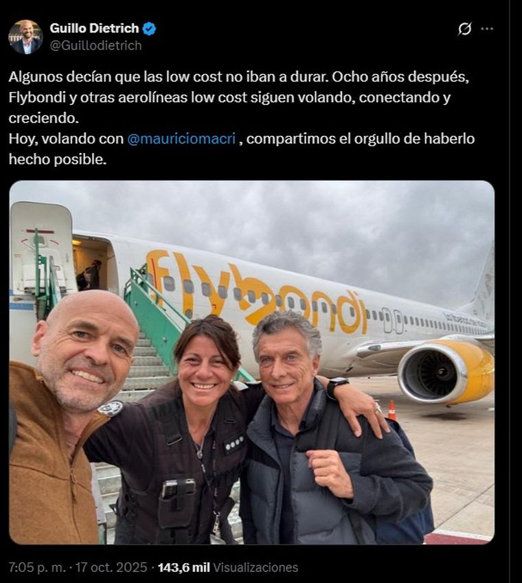 El posteo de Guillermo Dietrich El posteo de Guillermo Dietrich