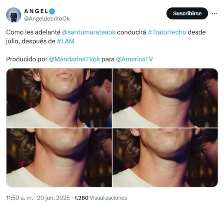 De Brito anunció en su cuenta de X que Santiago Maratea hará su arribo a canal América con Trato Hecho. De Brito anunció en su cuenta de X que Santiago Maratea hará su arribo a canal América con Trato Hecho.