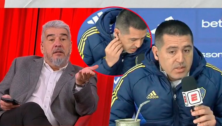 A Riquelme no le gustó un comentario del Chavo Fucks y decidió abandonar el móvil con ESPN que acababa de empezar. Foto: captura ESPN