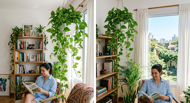 El potus es la planta ideal de interior. Fuente. IA Gemini.