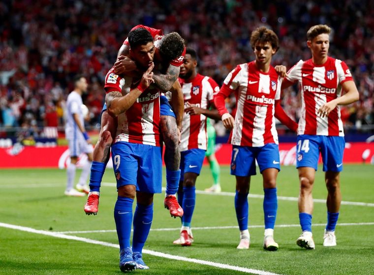 Suárez festeja el segundo gol del Atlético. Foto: @Atleti