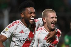 Miguel Borja y Franco Mastantuono, los goleadores de River en la calurosa noche sanjuanina. Foto: @RiverPlate Miguel Borja y Franco Mastantuono, los goleadores de River en la calurosa noche sanjuanina. Foto: @RiverPlate