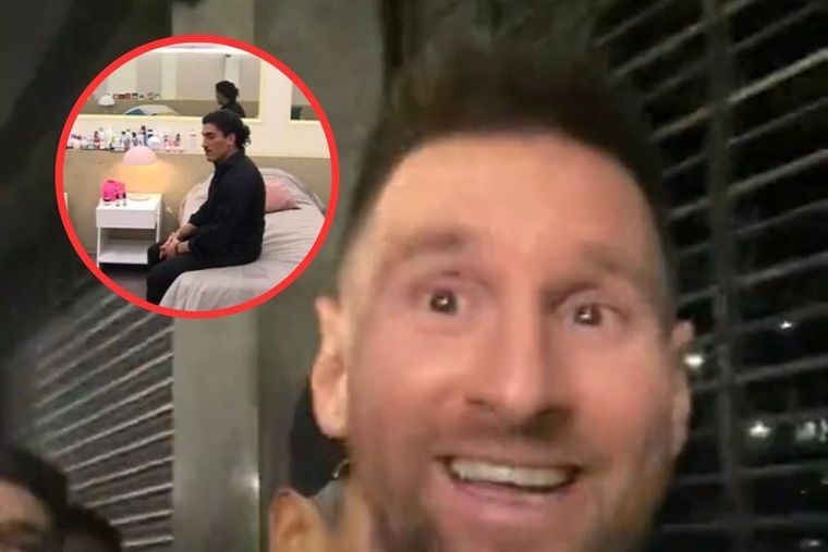 Su cara lo dice todo: Messi no podía creer la locura de la gente en un restaurante en Palermo.