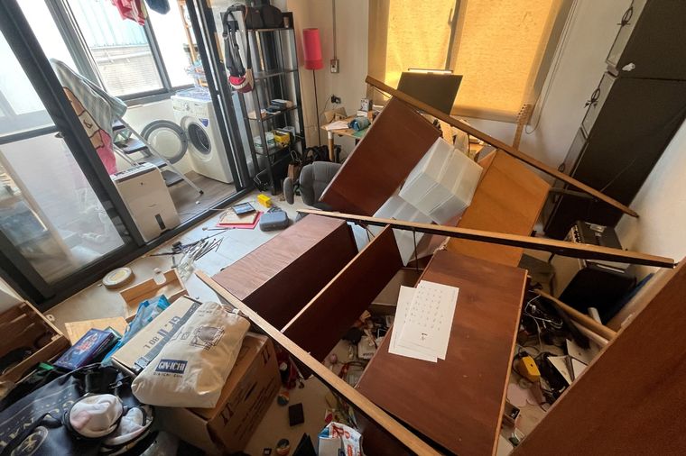 Vista de un apartamento dañado tras el terremoto Foto: Noticias Argentinas