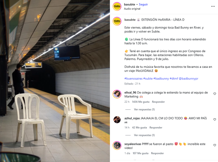 La Línea D del Subte extenderá su horario por los shows de Bad Bunny. La Línea D del Subte extenderá su horario por los shows de Bad Bunny.