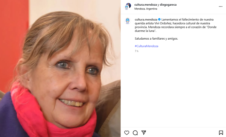 La publicación que realizó el Ministerio de Cultura. Foto: captura de pantalla Instagram/ @cultura.mendoza. La publicación que realizó el Ministerio de Cultura. Foto: captura de pantalla Instagram/ @cultura.mendoza.