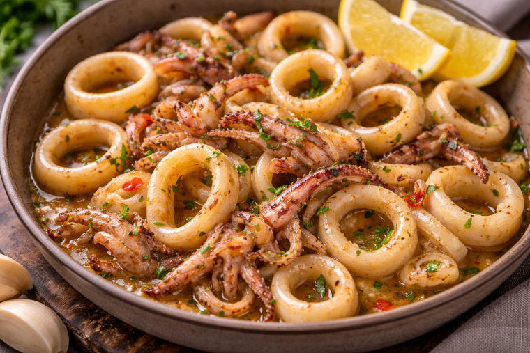 Una receta deliciosa de calamares al ajillo