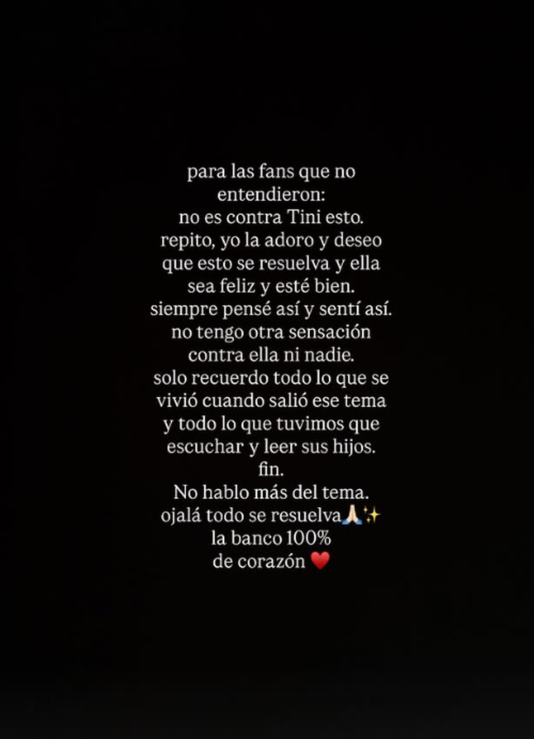 La aclaración de Cande Tinelli. La aclaración de Cande Tinelli. 