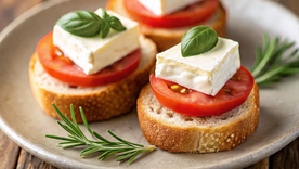 ¿queres comer rico y liviano en verano? estas bruschettas de tomate y queso brie te encantaran ¿queres comer rico y liviano en verano? estas bruschettas de tomate y queso brie te encantaran