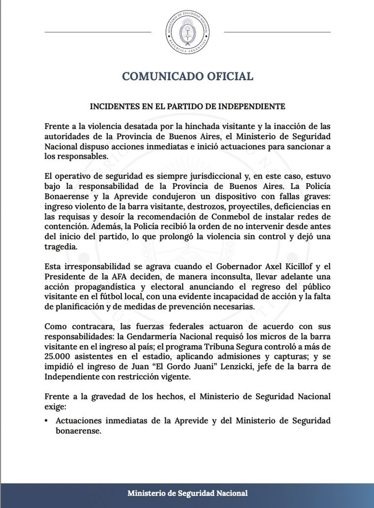 Comunicado Oficial.