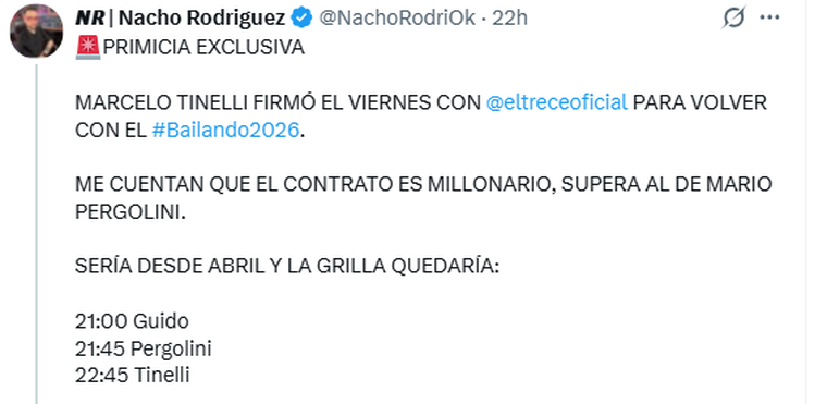 El posteo que realizó el periodista. El posteo que realizó el periodista. 