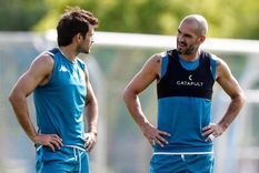 Licha charla con Cvitanich. Racing Club Foto: Racing Club Licha charla con Cvitanich. Racing Club Foto: Racing Club