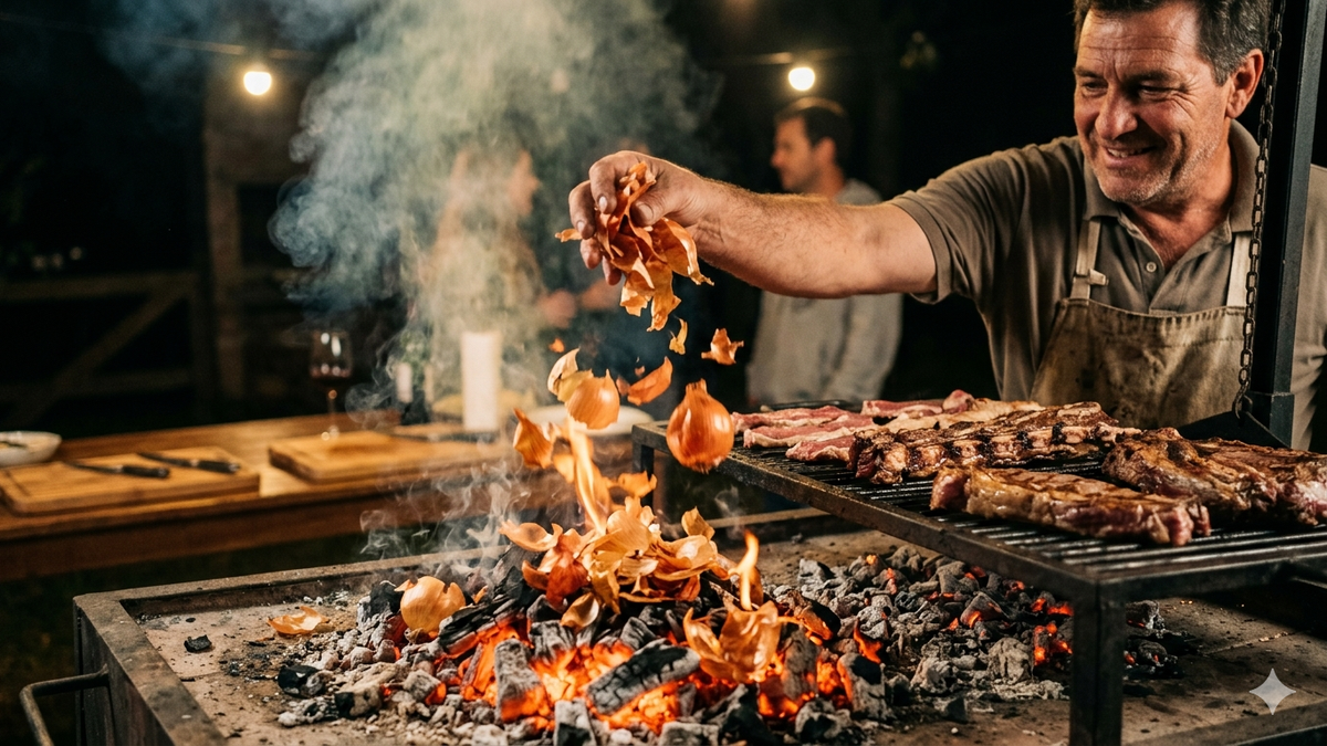 Ritual del asado: por qué los parrilleros recomiendan tirar cáscaras de cebolla a la parrilla