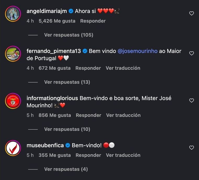 El mensaje de Di María a Mourinho, en la llegada del DT al Benfica. El mensaje de Di María a Mourinho, en la llegada del DT al Benfica.