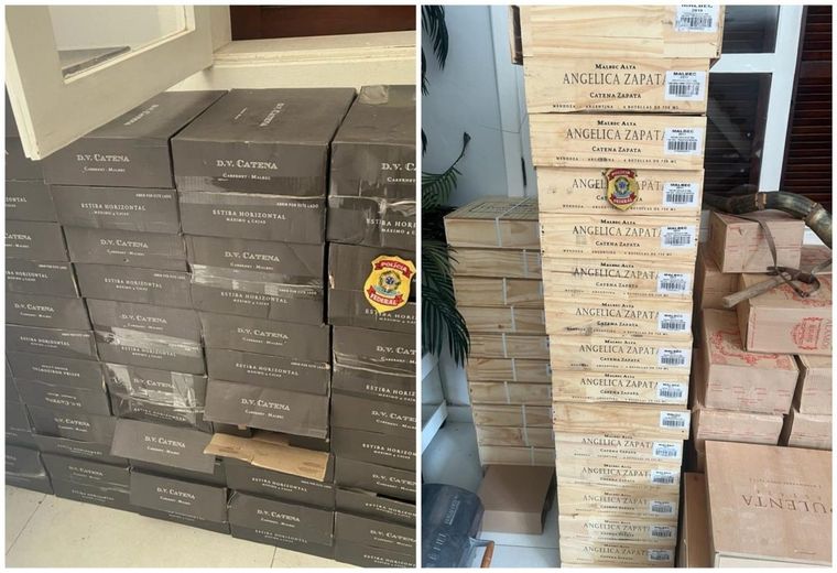 Se secuestraron cientos de botellas de varias marcas de alta gama. Foto: Policía de Brasil.