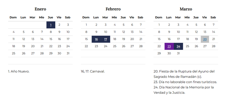 Tras el Carnaval, el próximo feriado nacional será el 24 de marzo en todo el país. Tras el Carnaval, el próximo feriado nacional será el 24 de marzo en todo el país.