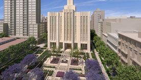 Render del mega templo mormón planificado junto al Convento de Santa Catalina de Siena.
