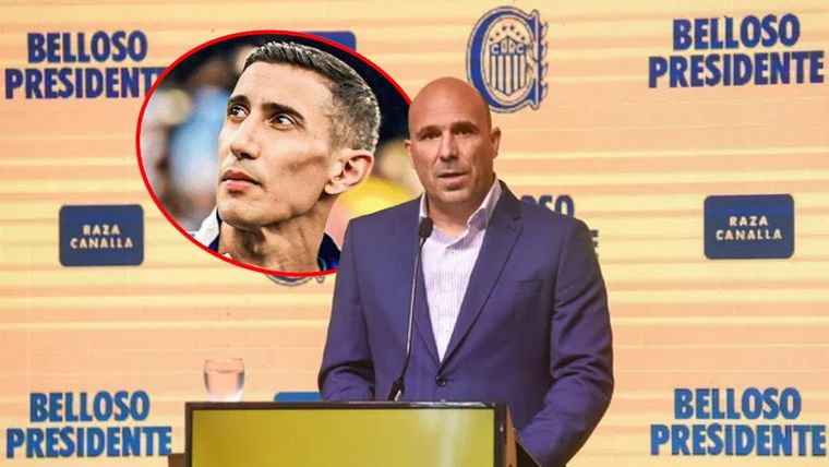 Gonzalo Belloso, presidente de Rosario Central, explicó el motivo por el que Ángel Di María no regresará. Foto: Archivo y @angeldimariajm