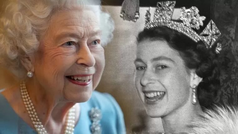 Isabel II en 2022 y 1952. Foto: GETTY IMAGES