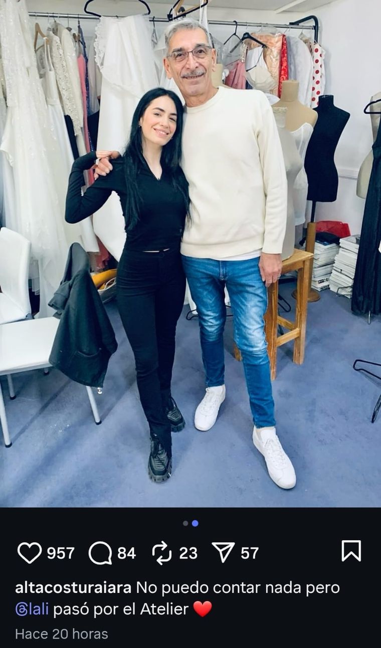 Lali Espósito visitó el prestigioso atelier y posó con el dueño, Mario Vidal. Lali Espósito visitó el prestigioso atelier y posó con el dueño, Mario Vidal.