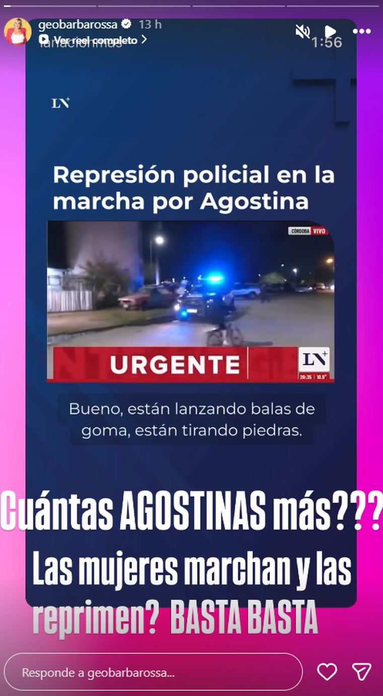 Georgina Barbarossa y su publicación tras el triste final en el caso Agostina. Georgina Barbarossa y su publicación tras el triste final en el caso Agostina.