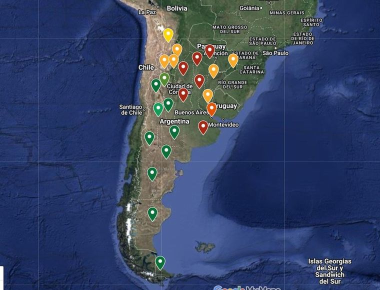 El mapa del dengue en la Argentina. Foto: MDZ