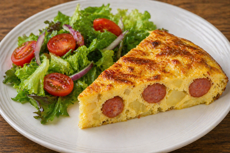 Tortilla de papas con salchicha, una receta que anima a comer más Tortilla de papas con salchicha, una receta que anima a comer más