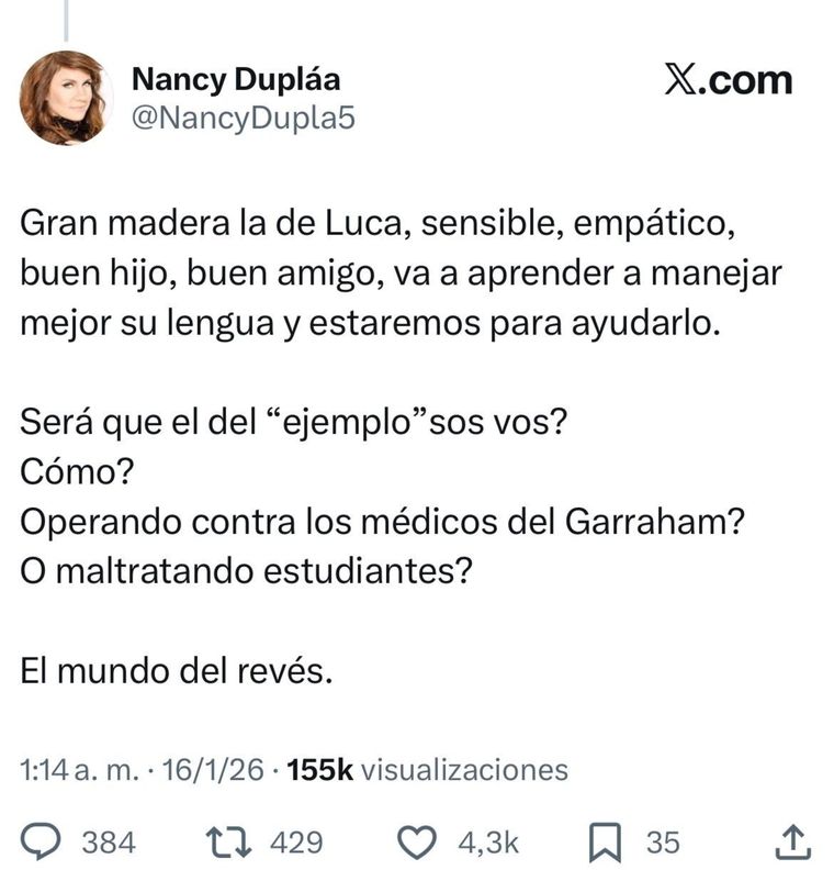 La actriz no se quedó callada y le respondió al comunicador. La actriz no se quedó callada y le respondió al comunicador.