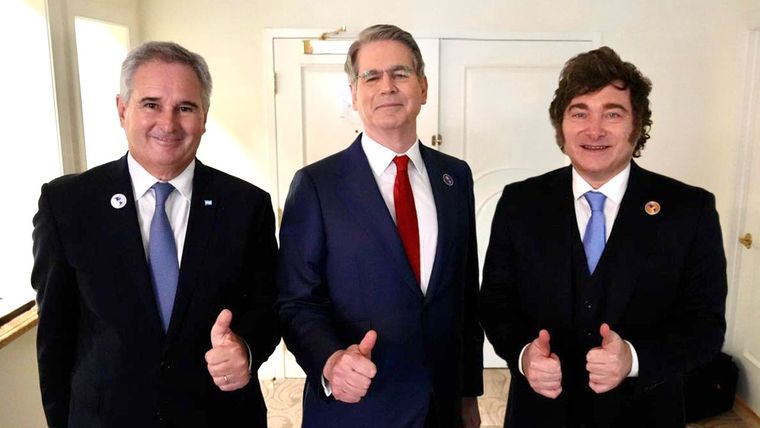 Milei junto a Quirno y Bessent