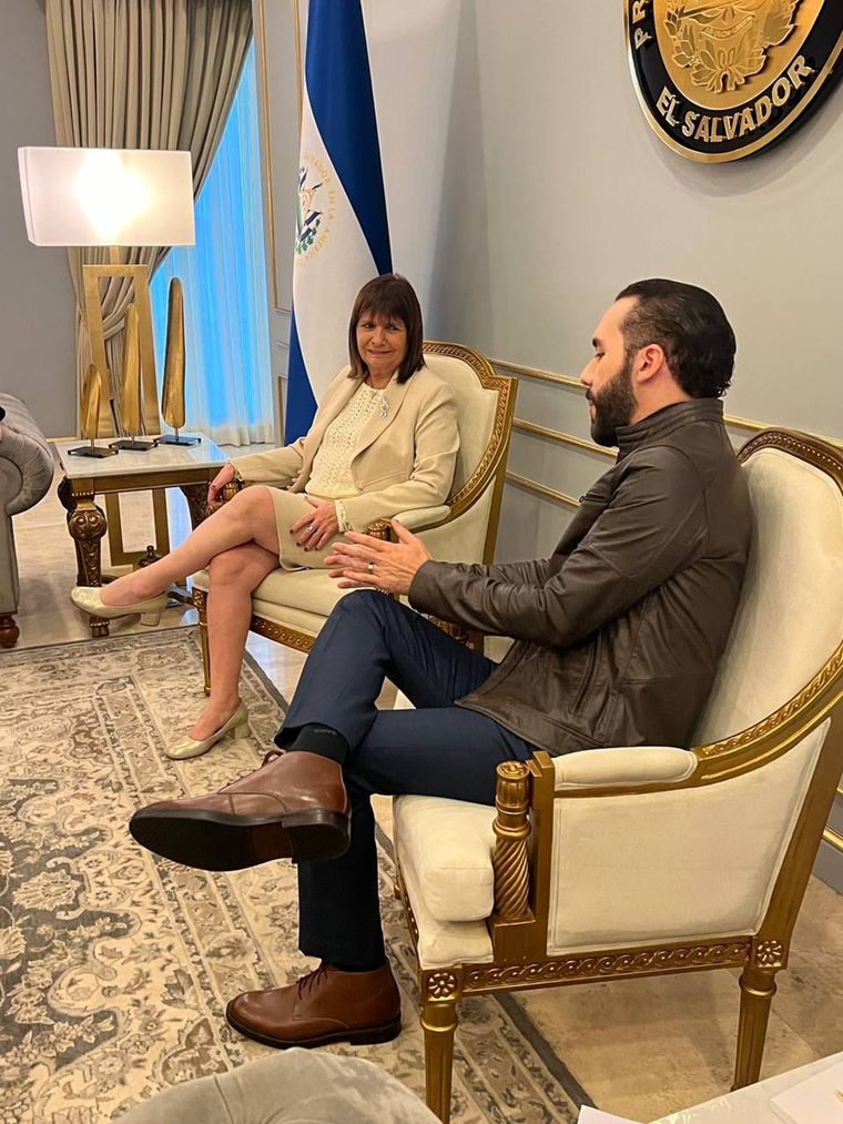 Patricia Bullrich junto a Bukele en El Salvador Foto: Prensa Ministerio de Seguridad