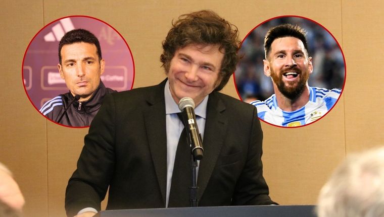 Milei bancó a la Scaloneta y se declaró fanático “enfermo” de Lionel Messi Foto: Crédito: X @Argentina | X @OPRArgentina