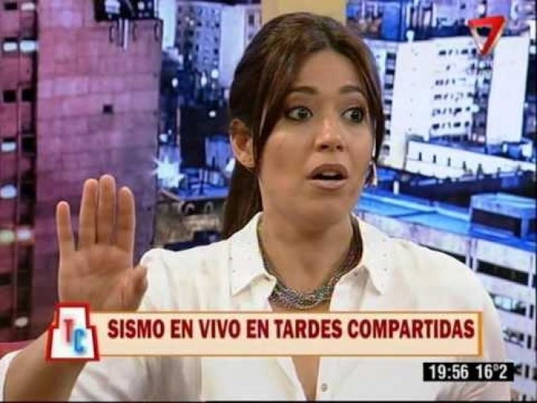 Gisela Campos, muy asustada en el 2015. Una anécdota que quedará en la historia de la TV mendocina.